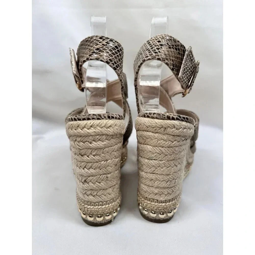 Seven Dials Somerset Size 8.5 Snakeskin Print Wedges Platforms Espadrille Raffia
